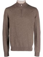 Corneliani half-zip ribbed-knit jumper - Marron - thumbnail