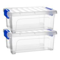Multi Storage Opslagbox met deksel - 2x - transparant - 8 liter - 36 x 25 x 14 cm - kunststof