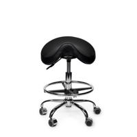 Premium zadelkruk zwart laag met voetring