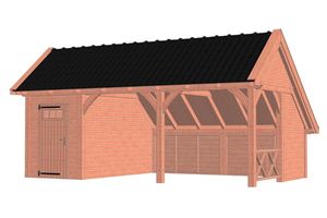 Trendhout Kapschuur De Hoeve XL 710x440 cm - Combinatie 1- Kapschuurdak- Onbehandeld lariks Douglas hout- Trendhout