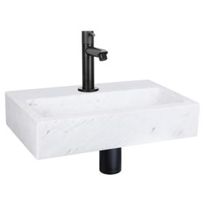 Differnz Flat fonteinset marmer - kraan recht - 38 x 24 x 8 cm - mat zwart