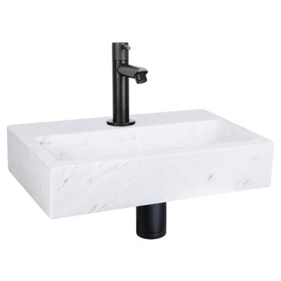 Differnz Flat fonteinset marmer - kraan recht - 38 x 24 x 8 cm - mat zwart