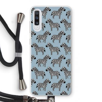 Zebra: Samsung Galaxy A70 Transparant Hoesje met koord