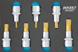 HAZET Dopsleutelbitset - XZN 163-243/7 - 1/2 inch (12,5 mm) vierkant hol - Binnenveeltandprofiel XZN - 7-delig - M6 - M18