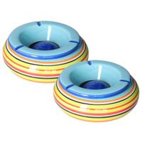 2x stuks asbak in mooie blauwe kleuren combinatie van 19 cm