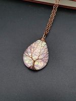 New Water Drop-shaped Tree Of Life Color Changing Ripple Energy Stone Necklace - thumbnail
