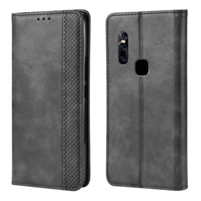 Magnetische gesp retro Crazy Horse textuur horizontale Flip lederen case voor vivo V15 met houder & card slots & fotolijst (zwart)