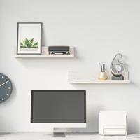 Wandkasten 2 st 50x11x9 cm massief grenenhout wit