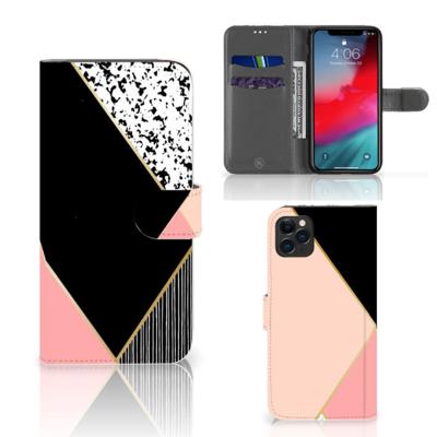 Apple iPhone 11 Pro Max | Book Case | Zwart Roze Vormen