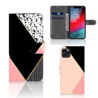Apple iPhone 11 Pro Max | Book Case | Zwart Roze Vormen