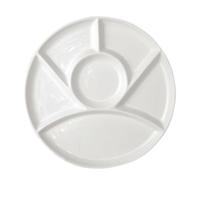 Gourmetbord - met 6 vakjes - rond - wit - porselein - D24 cm - Fonduebord/barbecue bord