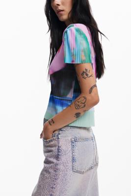 T-shirt met vervaagd landschap - GREEN - L