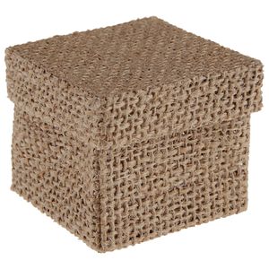 Cadeaudoosje Natural - Bruiloft bedankje - 4x stuks - jute - 5 x 5 cm   -