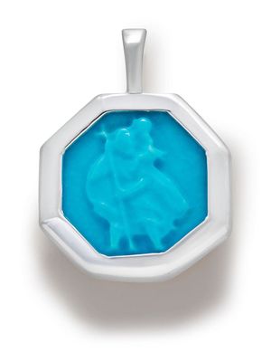 Monica Vinader pendentif St Christopher en turquoise - Argent