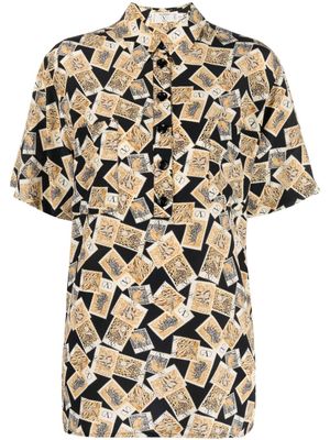 Valentino Garavani Pre-Owned chemise en soie à imprimé graphique (années 1980) - Tons neutres