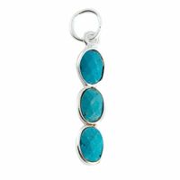 Edelsteen Hanger Turkoois 3 Stenen - Zilver - 20 x 4 mm