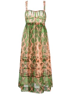 Ulla Johnson Zijden midi-jurk - Groen