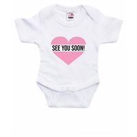 See you soon roze hart gender reveal baby rompertje wit meisjes See you soon roze hart gender reveal baby rompertje wit meisjes