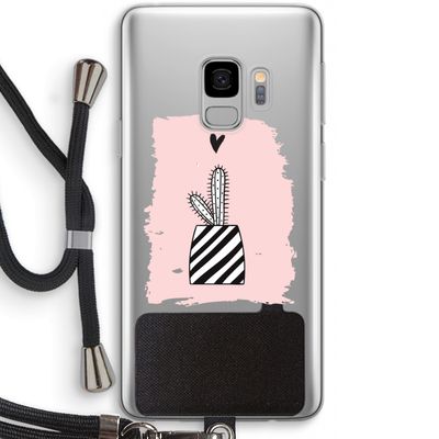 Zwart-wit cactus: Samsung Galaxy S9 Transparant Hoesje met koord