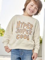 Jongenssweater Basics met grafische motieven gemêleerd beige - thumbnail