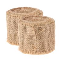 Decoratie lint - 2x rollen - jute - op rol - 500 x 5 cm - decoratielint jute stof - hobby