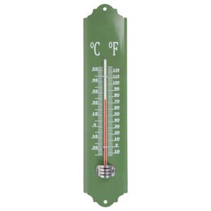 Esschert design thermometer - voor binnen en buiten - donkergroen - 30 x 7 cm - Celsius/fahrenheit