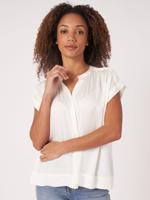 Oversized zijden blouse met knopen - thumbnail