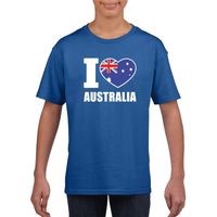 Blauw I love Australie fan shirt kinderen