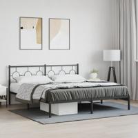 Bedframe met hoofdbord metaal zwart 183x213 cm