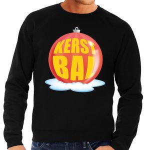 Foute kersttrui kerstbal rood op zwarte sweater voor heren