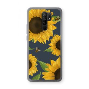 Sunflower and bees: Xiaomi Redmi 9 Transparant Hoesje