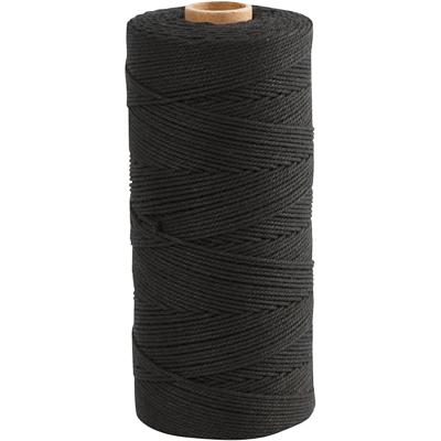 Creativ Company Macramé koord, l: 315 m, dikte 1 mm, dunne kwaliteit 12/12, zwart, 220 gr/ 1 bol