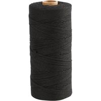 Creativ Company Macramé koord, l: 315 m, dikte 1 mm, dunne kwaliteit 12/12, zwart, 220 gr/ 1 bol