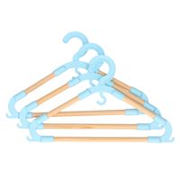 Storage Solutions kledinghangers voor kinderen - set van 3x - kunststof/hout - blauw - thumbnail
