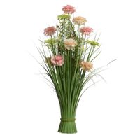 Kunstgras boeket bloemen - anjers - roze tinten - H70 cm - lente boeket - thumbnail