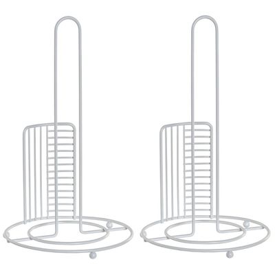 2x stuks keukenrol houder chrome wit metaal 18 x 31 cm