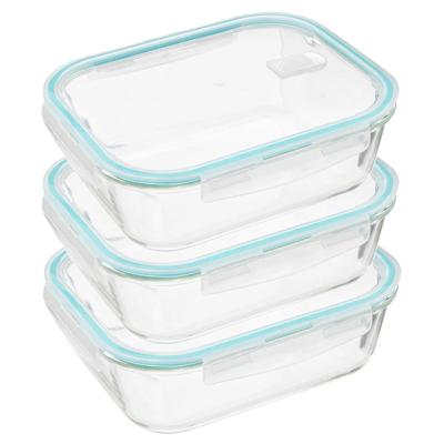 5Five Vershoudbakje met deksel - 3x - glas - luchtdicht - met clips - 26 x 21 x 8 cm - 2260 ml