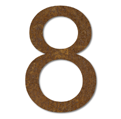 LIROdesign Cortenstaal huisnummer 8 - 15,5 cm - per stuk