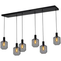 Masterlight 6-lichts hanglamp - zwart -Porto met Jagger smoke glazen - 2711-05-05-130-25611