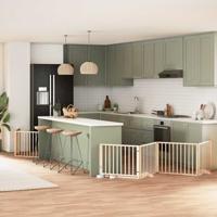 Hondenhek inklapbaar met deur 6 panelen 480 cm populierenhout