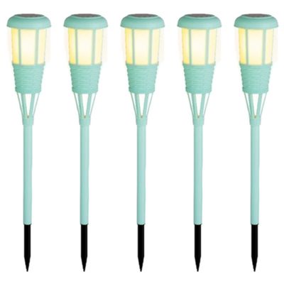 15x stuks solar tuinfakkel/tuinlamp turquoise op zonne-energie 61 cm