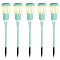 15x stuks solar tuinfakkel/tuinlamp turquoise op zonne-energie 61 cm