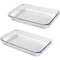 Chef Traiteur Ovenschaal van borosilicaat glas - 2x - rechthoek - 2.2 Liter - 35 x 20 x 5 cm - thumbnail