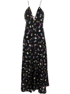 Stella McCartney robe longue en soie à fleurs - Noir