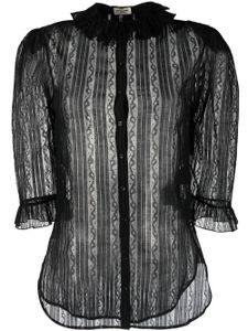 Saint Laurent blouse volantée en dentelle - Noir