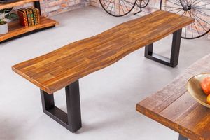 industrieele boomstambank GENESIS 180cm massief acaciahout metalen frame live edge - 42056