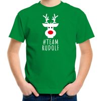 Bellatio Decorations kerst t-shirt voor kinderen - team Rudolf - groen XL (164-176)  -