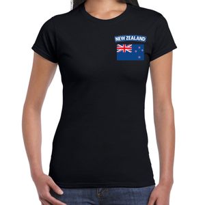 New zealand / Nieuw-Zeeland landen shirt met vlag zwart voor dames - borst bedrukking 2XL  -
