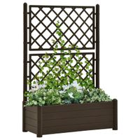 Plantenbak met latwerk 100x43x142 cm PP mokka