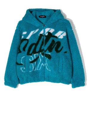 DSQUARED2 KIDS veste zippée à logo imprimé - Bleu